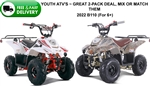 TWO CARB Approved B110 (New Boulder) Youth ATV Fully Automatic with Wireless Shut-off, Tether Switch, Speed Limiter, Big Luggage Rack!
