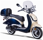 NEW Amigo 2-Tone VINTAGE 150cc Scooter BELLO 150 with Windshield, USB Port, Rear Trunk, Backrest, White Wall Tires EPA/DOT/CARB (95% assembled)