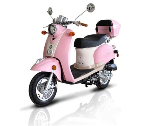 pink moped scooter