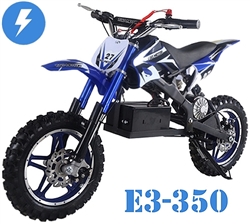 TAO TAO 350 Watt Electric Dirt Bike Automatic 1 speed, Electric Start, Dual Disc Brakes, 10" Alloy Wheels, Real Knobby Off-road Tires (E3-350). Free shipping to your door. Free helmet. 6 month warranty. Licensing is not needed.