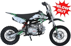 ICE BEAR 125cc "ROOST" Dirt Bike Manual 4 Speed, Dual Disc Brakes, 14"/12" Tires, 28" Seat Height, Seamless Tubing Frame, 46 mph (PAD125-1). Free shipping to your door. Free helmet. 6 month warranty. EPA Approved.