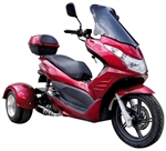 EPA/DOT/CARB Approved 2026 Ice Bear "Q6" 150cc FULL SIZE Motor Trike Scooter PST150-17 w/ Windshield & 14" Big Tire, LED Lights