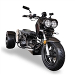 CARB Approved 2026 Ice Bear MADDOG 150cc Motor Trike PST150-19N with 12"/14" Extra Wide Big Tires, LED Lights, Chrome Wheels, Mirrors & Muffler