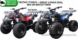 TaoTao TFORCE med size 110cc ATV Automatic+Reverse, Remote, 18"/19" Big Tires, Beautiful black trims, Digital gear indicator. Free shipping to your door, free youth helmet.
