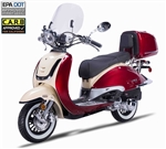 Amigo 2-Tone VINTAGE 49cc 50cc Scooter BELLO 50 with Windshield, USB Port, Rear Trunk, Backrest, White Wall Tires EPA/DOT/CARB (95% assembled)
