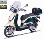 Amigo 2-Tone VINTAGE 49cc 50cc Scooter BELLO 50 with Windshield, USB Port, Rear Trunk, Backrest, White Wall Tires EPA/DOT/CARB (95% assembled)